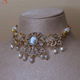 Goudkleurige sieradenset met olifanten, parels en kristallen