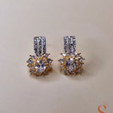 Gold-colored jewelry set with dark red stones